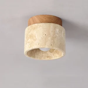 Plafonnier bois marbre style scandinave design minimaliste lumière chaleureuse salon chambre entrée hall décoration moderne élégante