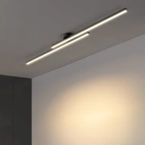 Plafonnier moderne minimaliste design nordique aluminium noir lumière blanche LED éclairage intérieur salon bureau cuisine salle à manger