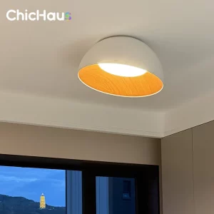 Plafonnier bois métal design moderne nordique éclairage chambre salon bureau lumière chaleureuse économies d’énergie certification CCC CQC UL