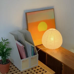 Lampe de table japonaise en papier de riz LED design minimaliste lumière chaleureuse chambre salon bureau éclairage créatif déco moderne Lampe de table japonaise en papier de riz LED design minimaliste lumière chaleureuse chambre salon bureau éclairage créatif déco moderne