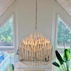 Lustre en bois naturel style nordique moderne pour salon salle à manger éclairage chaleureux lumière suspendue design scandinave Lustre en bois naturel style nordique moderne pour salon salle à manger éclairage chaleureux lumière suspendue design scandinave