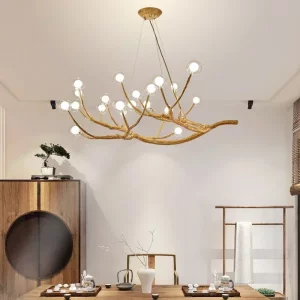 Plafonnier suspendu style branche d’arbre luminaire vintage résine dorée éclairage salon chambre moderne design naturel Plafonnier suspendu style branche d’arbre luminaire vintage résine dorée éclairage salon chambre moderne design naturel