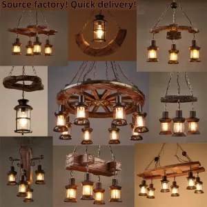 Plafonnier suspendu bois naturel style industriel vintage américain verre métal décoration rustique salon chambre restaurant économie d’énergie LED Plafonnier suspendu bois naturel style industriel vintage américain verre métal décoration rustique salon chambre restaurant économie d’énergie LED