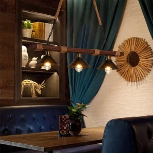Suspension bois naturel style industriel rustique corde chanvre lumière chaleureuse salon chambre restaurant bar Suspension bois naturel style industriel rustique corde chanvre lumière chaleureuse salon chambre restaurant bar
