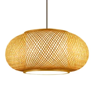 Suspension en bambou tissé design scandinave nordique luminaire plafond chambre salon éclairage chaleureux naturel déco moderne