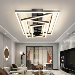 Plafonnier LED moderne design géométrique acier acrylique lumière blanche salon salle à manger éclairage contemporain élégant