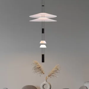 Suspension LED design moderne minimaliste aluminium verre blanc opalin éclairage doux salon salle à manger bar table à manger économies d’énergie