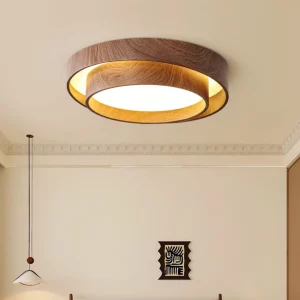 Plafonnier LED bois noyer design moderne lumière chaleureuse salon chambre bureau économie d’énergie luminaire élégant Plafonnier LED bois noyer design moderne lumière chaleureuse salon chambre bureau économie d’énergie luminaire élégant
