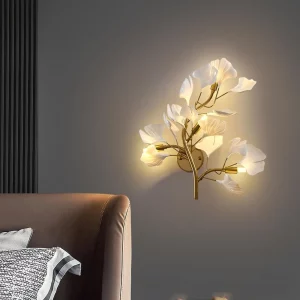 Applique murale moderne design floral en métal et verre lumière chaleureuse éclairage intérieur économique élégant
