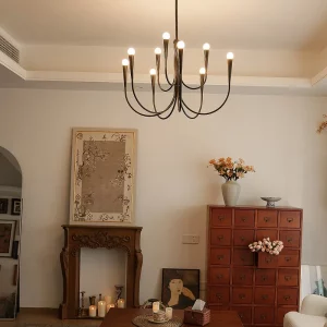 Lustre moderne métal noir design minimaliste 12 ampoules E14 éclairage chaleureux salon chambre salle à manger plafonnier décoration intérieure élégant Lustre moderne métal noir design minimaliste 12 ampoules E14 éclairage chaleureux salon chambre salle à manger plafonnier décoration intérieure élégant