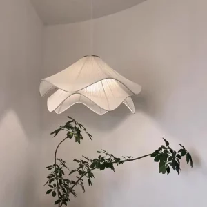Suspension design scandinave moderne lumière chaude salon chambre éclairage intérieur suspension tissu métal support doré lumière douce ambiances romantiques