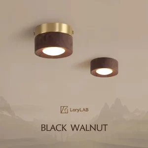 Plafonnier LED bois de noyer noir design moderne minimaliste chambre salon éclairage chaleureux économique élégant Plafonnier LED bois de noyer noir design moderne minimaliste chambre salon éclairage chaleureux économique élégant