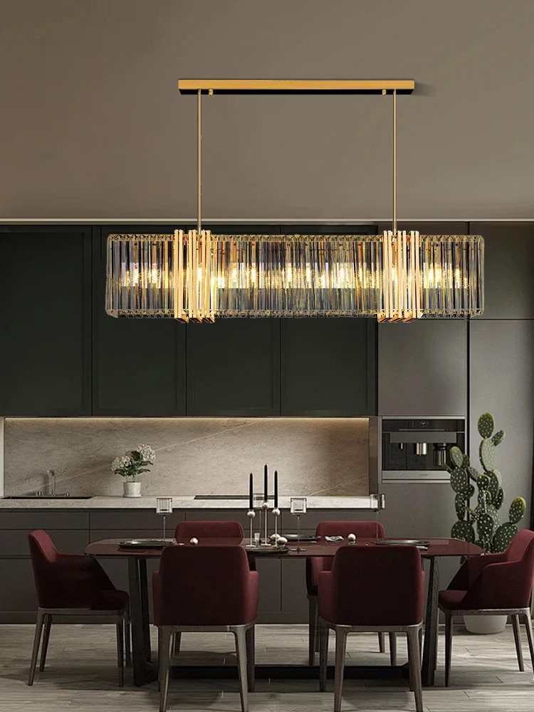Suspension lumineuse moderne en métal doré et verre transparent design élégant pour salle à manger cuisine éclairage scandinave lumière centrale décorative