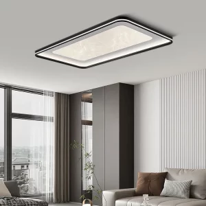 Plafonnier moderne minimaliste en métal  design rectangulaire avec diffuseur blanc  éclairage LED uniforme  idéal pour salon ou chambre  style nordique épuré