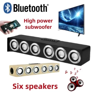 Barre de son bois haute puissance Bluetooth 6 haut-parleurs home cinéma TV salle de divertissement audio haute qualité élégant moderne Barre de son bois haute puissance Bluetooth 6 haut-parleurs home cinéma TV salle de divertissement audio haute qualité élégant moderne