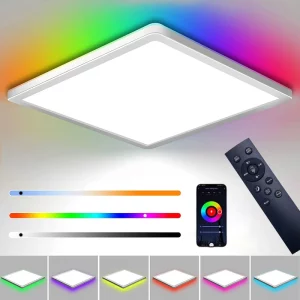 Plafonnier LED moderne design minimaliste lumière RGB multicolore éclairage ambiant chambre salon télécommande Wi-Fi Tuya intelligent économies d’énergie