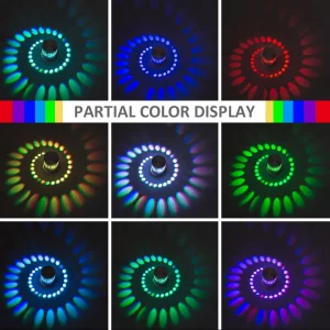 Lampe murale LED RGB effet spiralé multicolore design moderne aluminium acrylique décoration intérieure salon chambre salle de jeux éclairage dynamique économie d’énergie télécommande incluse Lampe murale LED RGB effet spiralé multicolore design moderne aluminium acrylique décoration intérieure salon chambre salle de jeux éclairage dynamique économie d’énergie télécommande incluse