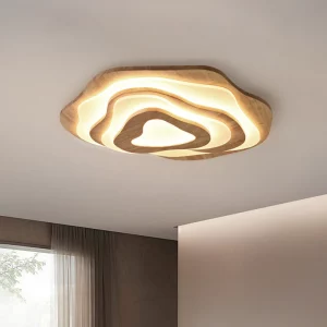Plafonnier LED bois naturel design nordique moderne lumière chaleureuse éclairage salon chambre cuisine bureau bois sculpté