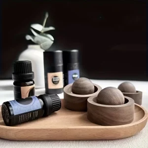 Diffuseur d’huiles essentielles en bois naturel design minimaliste style scandinave chambre salon décoration zen relaxant artisanal durable