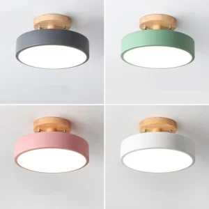 Plafonnier en bois LED design nordique scandinave moderne pour chambre salon éclairage chaleureux économique élégant
