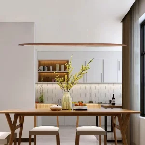 Suspension LED en bois naturel design scandinave moderne éclairage chaleureux économique élégant pour salon bureau cuisine
