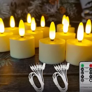Lot de 6/12 bougies LED rechargeables avec télécommande et minuterie  lumière chaude 3D mèche scintillante  USB  blanc chaud  ambiance fête ou intérieure