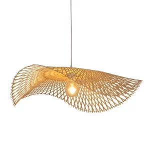 Suspension bambou naturel tissé main design scandinave luminaire salon chambre éclairage chaleureux économique élégant