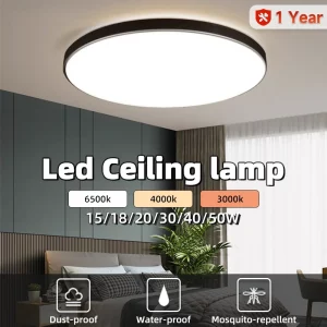 Plafonnier LED moderne rond design minimaliste éclairage blanc froid blanc chaud 50W 40W 30W 18W salle de bain salon chambre économie d’énergie durabilité