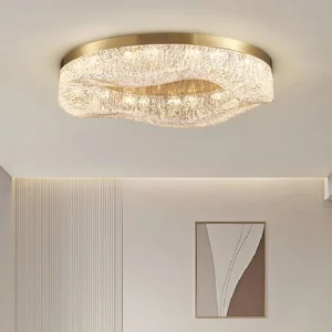 Plafonnier LED métal doré design moderne épuré lumière douce salle à manger salon chambre décoration élégante économique certification CCC Plafonnier LED métal doré design moderne épuré lumière douce salle à manger salon chambre décoration élégante économique certification CCC