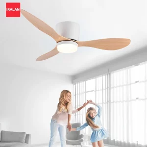 Plafonnier ventilateur bois naturel design scandinave moderne éclairage LED chambre salon économie d’énergie élégance naturelle