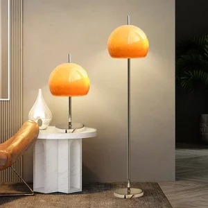 Lampe sur pied et de table verre orange dégradé métal brillant design rétro moderne salon chambre lampe LED éclairage chaleureux économique élégant Lampe sur pied et de table verre orange dégradé métal brillant design rétro moderne salon chambre lampe LED éclairage chaleureux économique élégant