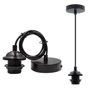Suspension métal noir design industriel moderne ajustable éclairage intérieur salon chambre cuisine épuré élégant