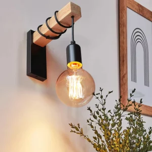 Applique murale bois naturel style industriel scandinave lumière chaleureuse salon chambre cuisine décoration intérieure élégance durable