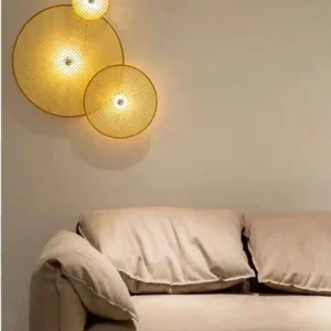 Applique murale rotin design scandinave lumière chaleureuse salon chambre déco naturelle élégante éclairage moderne économie d’énergie
