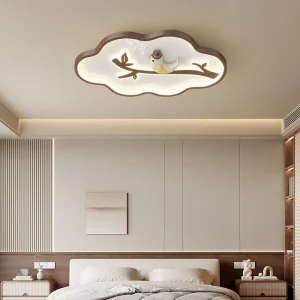 Plafonnier LED en bois massif design scandinave nordique moderne chambre d’enfant éclairage chaleureux économique décoration créative nuage oiseau branché Plafonnier LED en bois massif design scandinave nordique moderne chambre d’enfant éclairage chaleureux économique décoration créative nuage oiseau branché