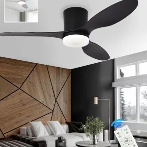 Plafonnier ventilateur bois design moderne lumière chaleureuse LED intégrée télécommande安装 facile salon chambre