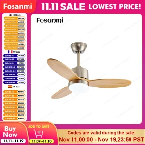 Plafonnier ventilateur bois naturel design nordique moderne minimaliste LED télécommande intelligente salon chambre salle à manger éclairage chaleureux économique élégant