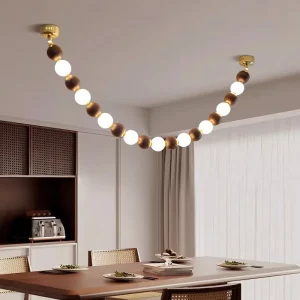Plafonnier suspendu bois naturel design nordique moderne éclairage chaleureux salon cuisine salle à manger Plafonnier suspendu bois naturel design nordique moderne éclairage chaleureux salon cuisine salle à manger