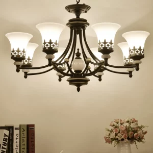 Lustre verre dépoli bronze antique design classique chambres salons éclairage uniforme élégance intemporelle luminaire décoratif