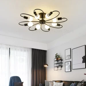 Plafonnier moderne design industriel luminaire LED en métal éclairage suspendu salon chambre salle à manger lumière chaleureuse économie d’énergie élégance naturelle Plafonnier moderne design industriel luminaire LED en métal éclairage suspendu salon chambre salle à manger lumière chaleureuse économie d’énergie élégance naturelle