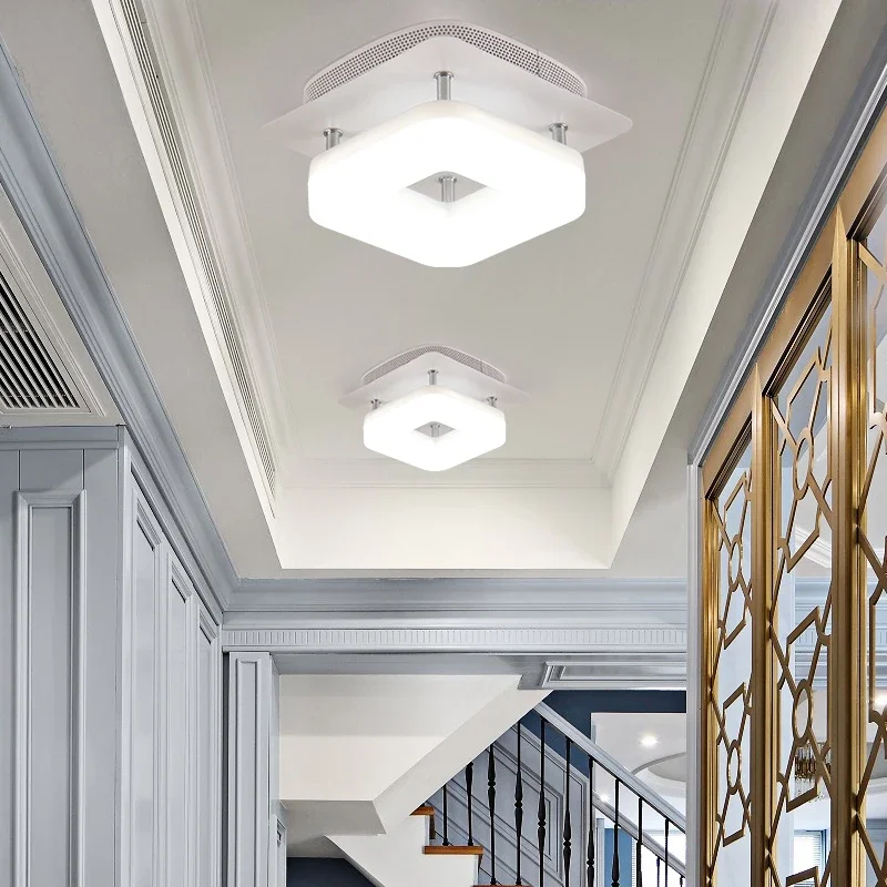 Plafonnier LED métal acrylique design moderne épuré pour couloir véranda bureau lumière uniforme certification CCC CQC ROHS