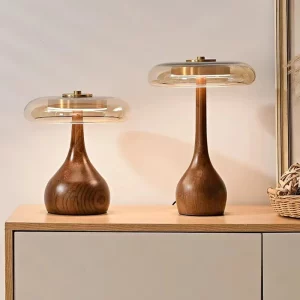 Lampe de table bois naturel style nordique scandinave moderne lumière chaleureuse chambre salon éclairage élégant économique