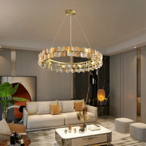 Suspension verre design moderne éclaté lumière LED dorée salon salle à manger chambre hôtel bureau luminaire décoratif élégance intemporelle Suspension verre design moderne éclaté lumière LED dorée salon salle à manger chambre hôtel bureau luminaire décoratif élégance intemporelle