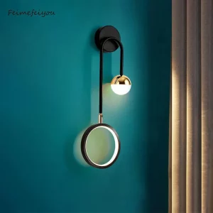 Applique murale LED moderne design nordique salle de bains chambre salon éclairage créatif déco murale métal doré et noir Applique murale LED moderne design nordique salle de bains chambre salon éclairage créatif déco murale métal doré et noir