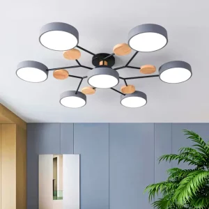 Plafonnier LED bois naturel design scandinave nordique moderne chambre salon éclairage chaleureux économique élégant