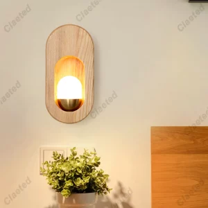 Lampes murales LED style nordique en bois naturel éclairage chaleureux décoration intérieure moderne salon chambre