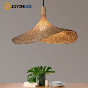 Suspension rotin design scandinave naturel lumière chaleureuse salon chambre moderne éclairage déco