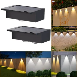 Applique murale extérieure solaire LED moderne design minimaliste éclairage jardin patio énergie renouvelable économique facile à installer