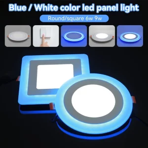 Plafonnier LED double couleur bleu et blanc design moderne minimaliste pour salon salle de bain éclairage encastré pratique et élégant