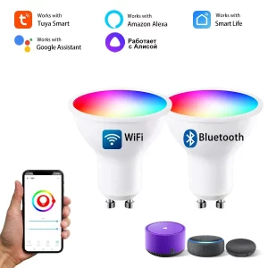 Ampoules LED intelligentes GU10 RGB Wi Fi Bluetooth Tuya Alexa Google contrôlables à distance éclairage adaptable chambres salons économiques durables Ampoules LED intelligentes GU10 RGB Wi Fi Bluetooth Tuya Alexa Google contrôlables à distance éclairage adaptable chambres salons économiques durables